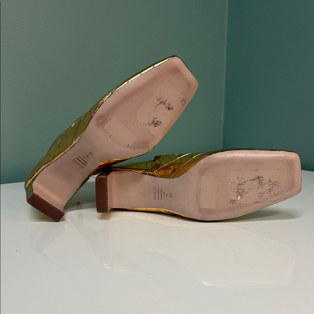 SCHUTZ Metallic Gold Ankle Booties - Picture 4 of 6